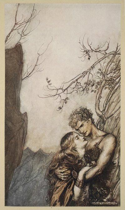 Brunnhilde throws herself into Siegfried